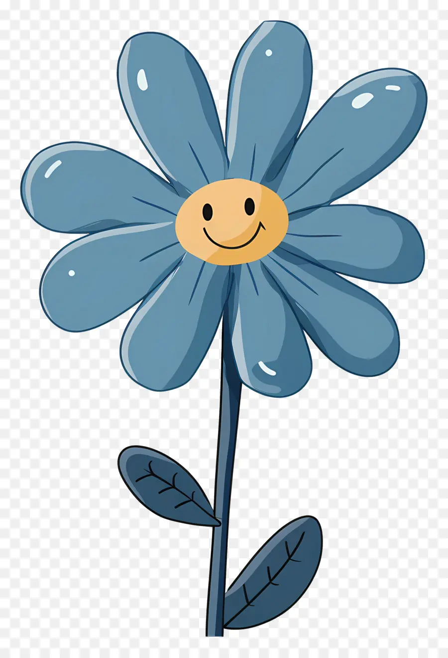 Emoji De Flor，Flor Azul Sorridente PNG