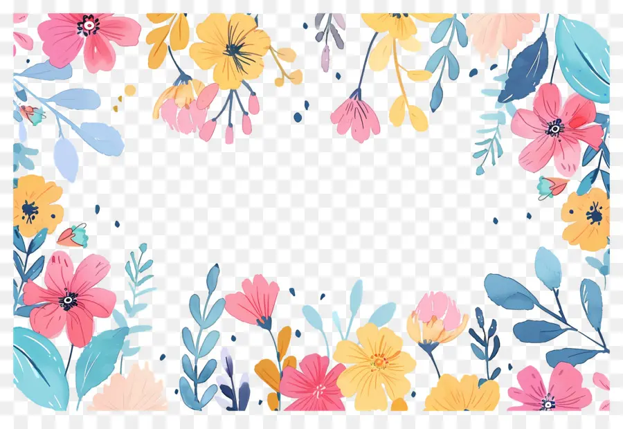 Flor Pastel，Moldura Floral Delicada PNG