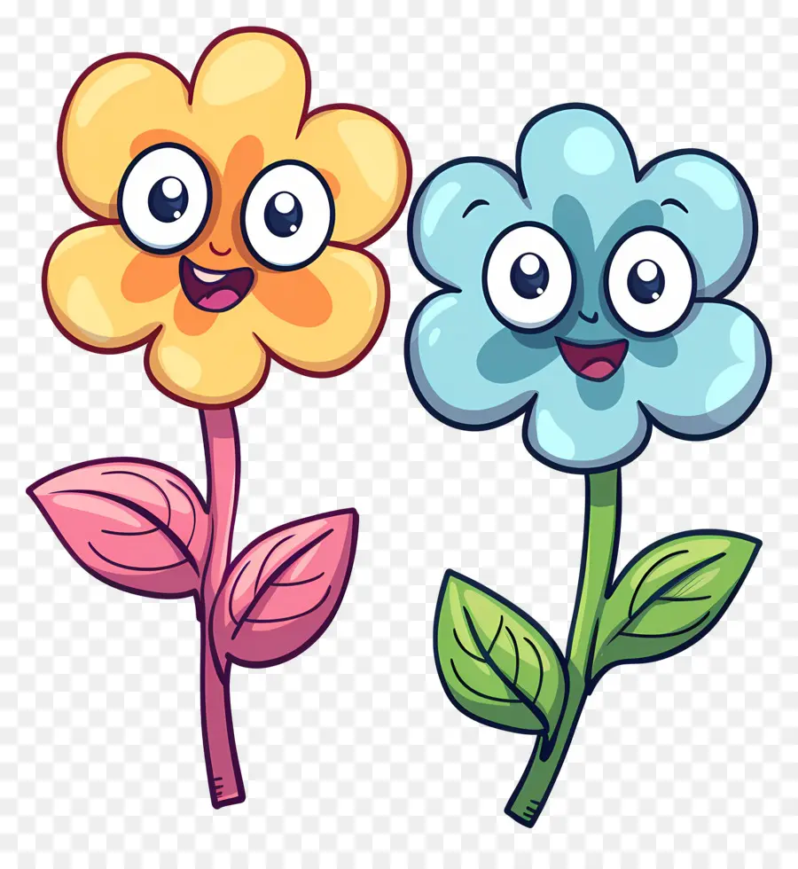 Emoji De Flor，Flores Alegres De Desenho Animado PNG