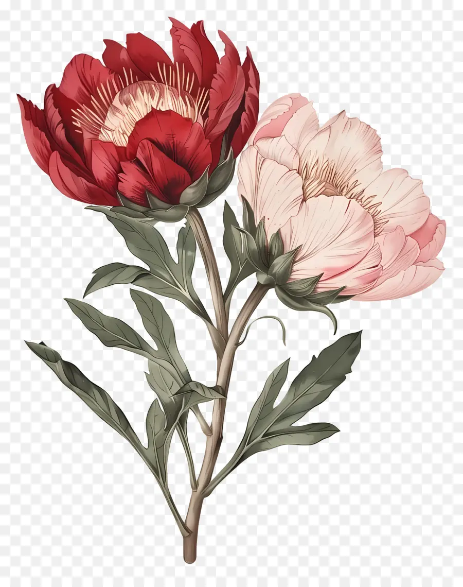 Flores Vintage，Cravos Vermelhos PNG