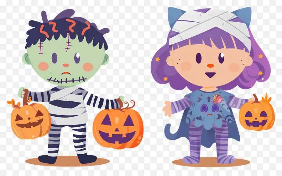 Dia Das Bruxas Crianças，Personagens Fofinhos De Halloween PNG