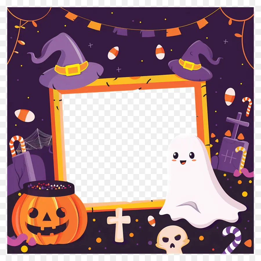 Moldura De Halloween，Moldura Fantasma De Halloween PNG