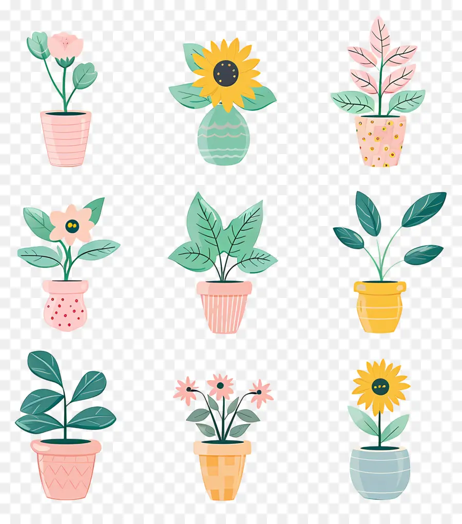 Vasos De Plantas，Vasos De Plantas Coloridas PNG