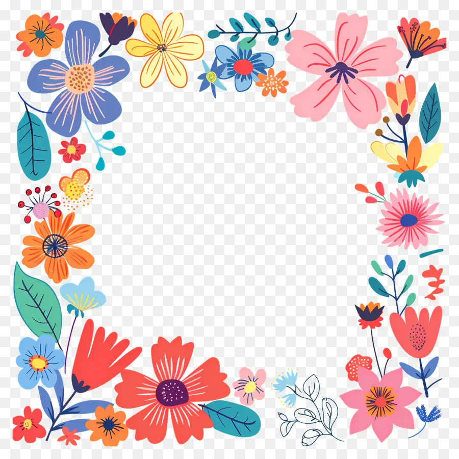 Moldura Floral，Moldura Floral Colorida PNG