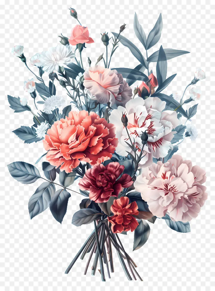 Flores Vintage，Cravos Coloridos PNG