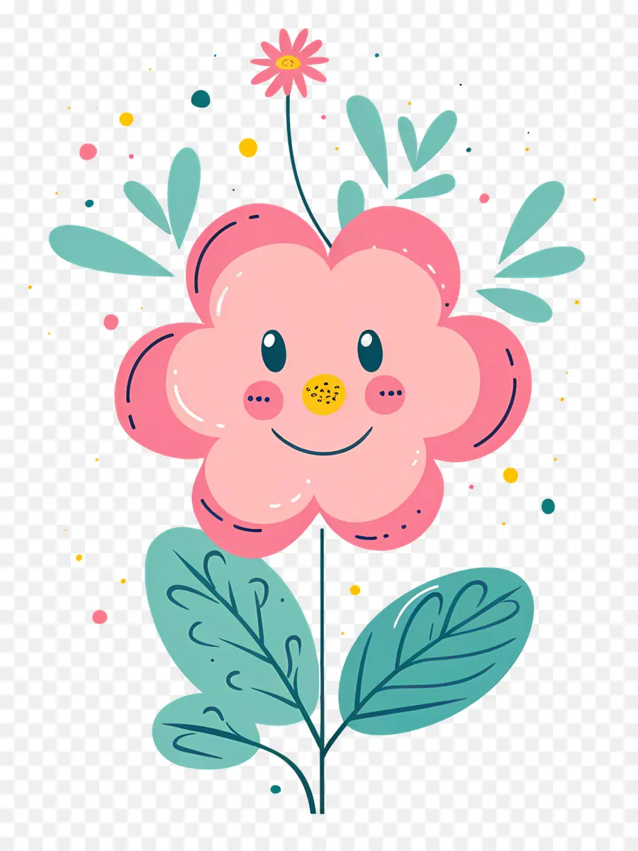 Emoji De Flor，Flor Rosa Feliz PNG