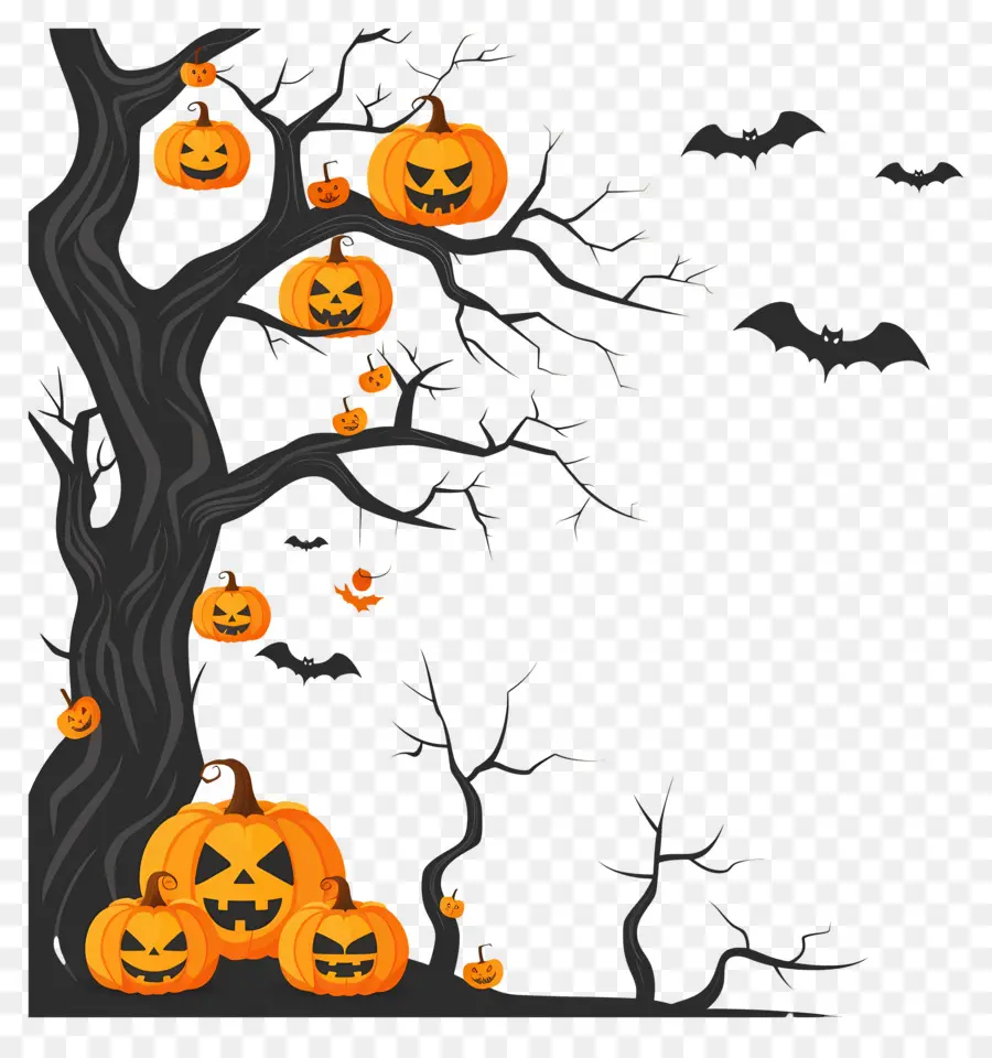 Árvore De Halloween，Abóboras De Halloween PNG