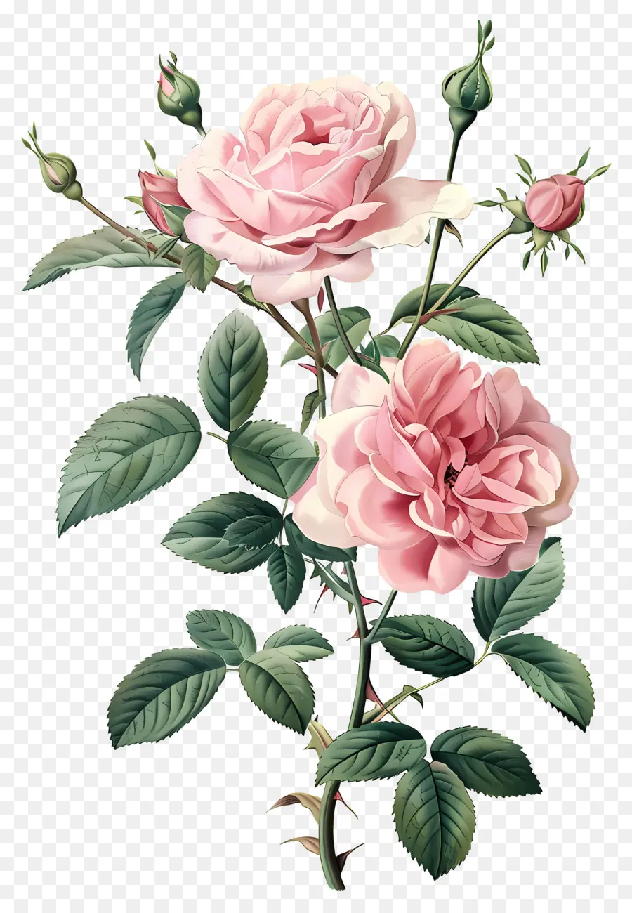 Flores Vintage，Rosas Cor De Rosa PNG