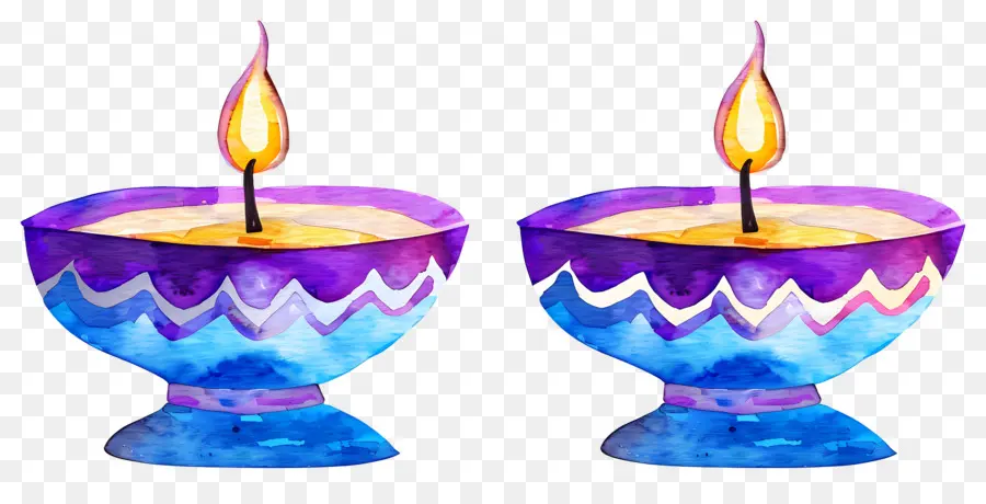 Diwali Diya，Lâmpadas De óleo Coloridas PNG