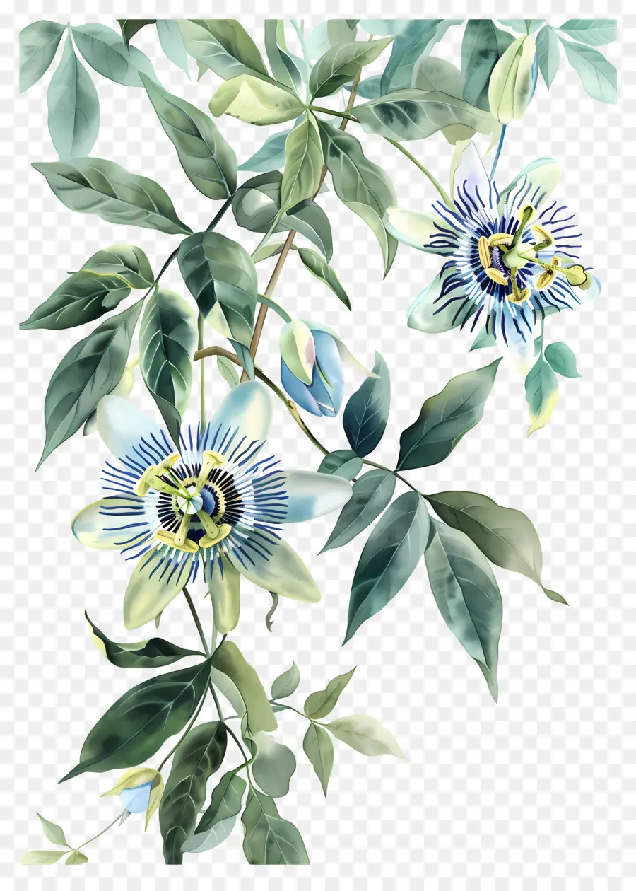 Flores Vintage，Videira Passiflora PNG