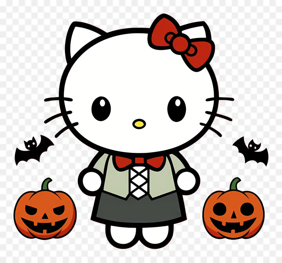 Olá Kitty Halloween，Gato Fantasiado PNG