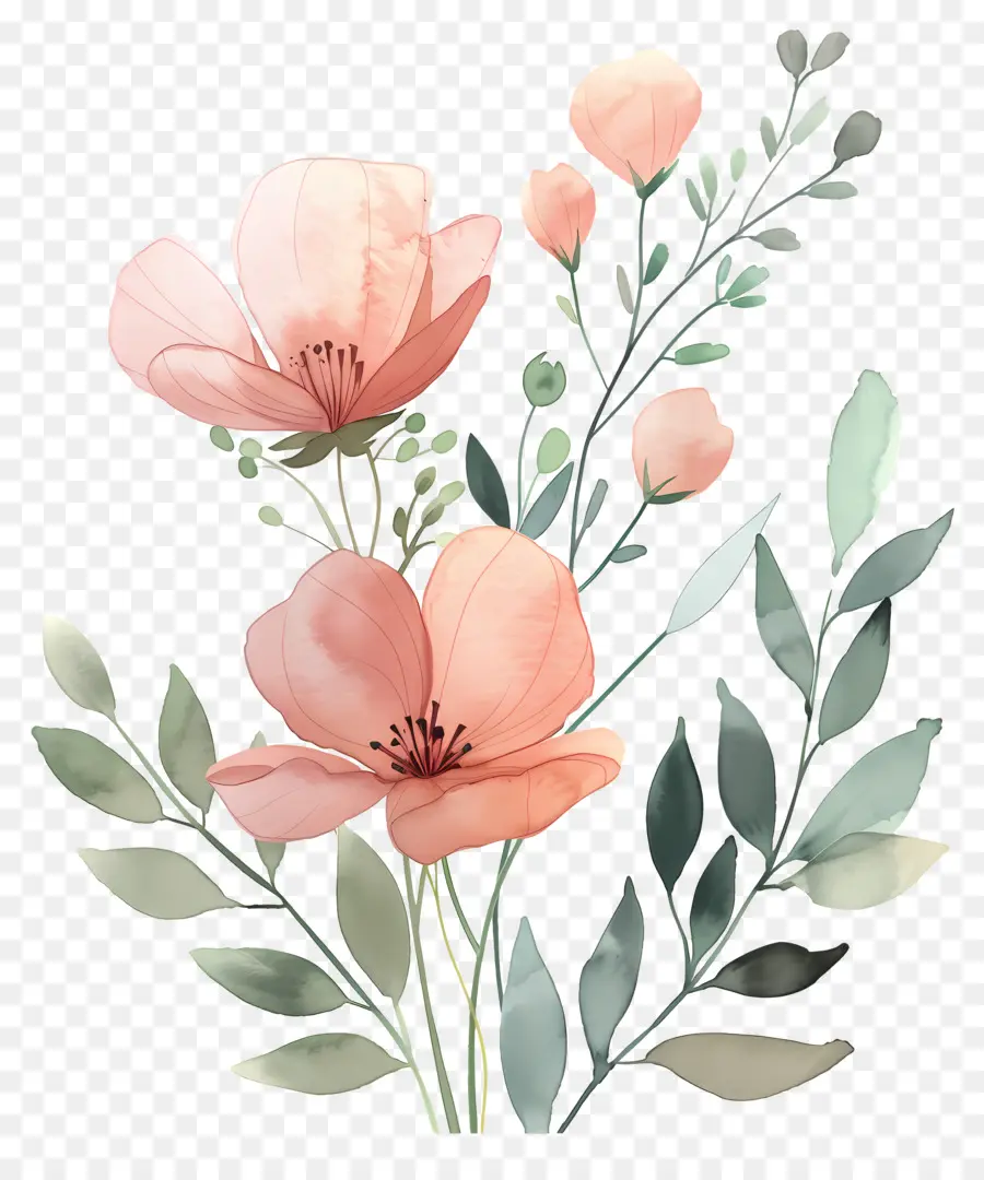 Flores Em Aquarela，Flores PNG