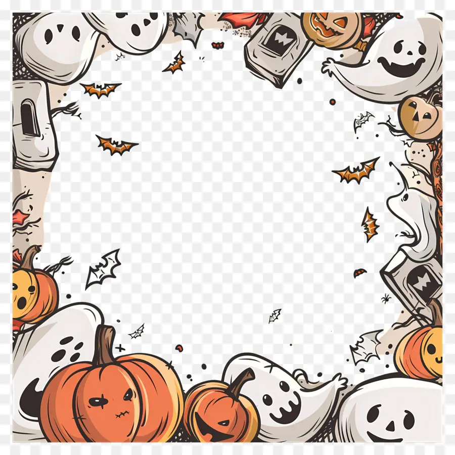 Moldura De Halloween，Abóboras PNG