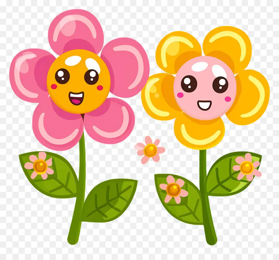 Emoji De Flor，Flores Coloridas De Desenho Animado PNG