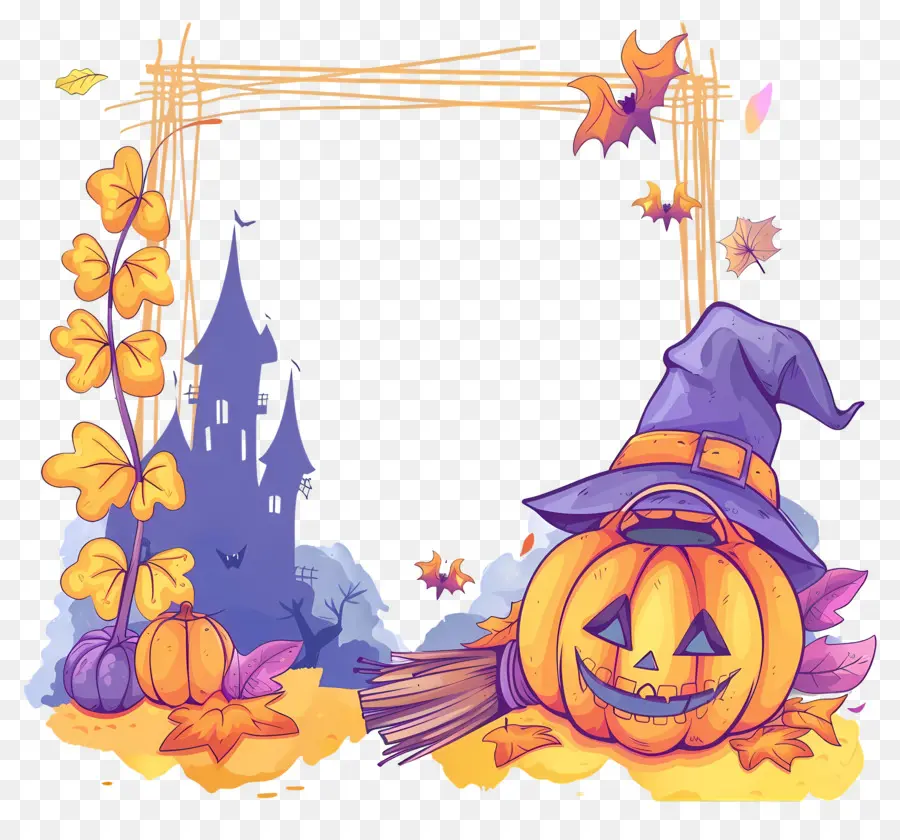 Moldura De Halloween，Abóbora PNG