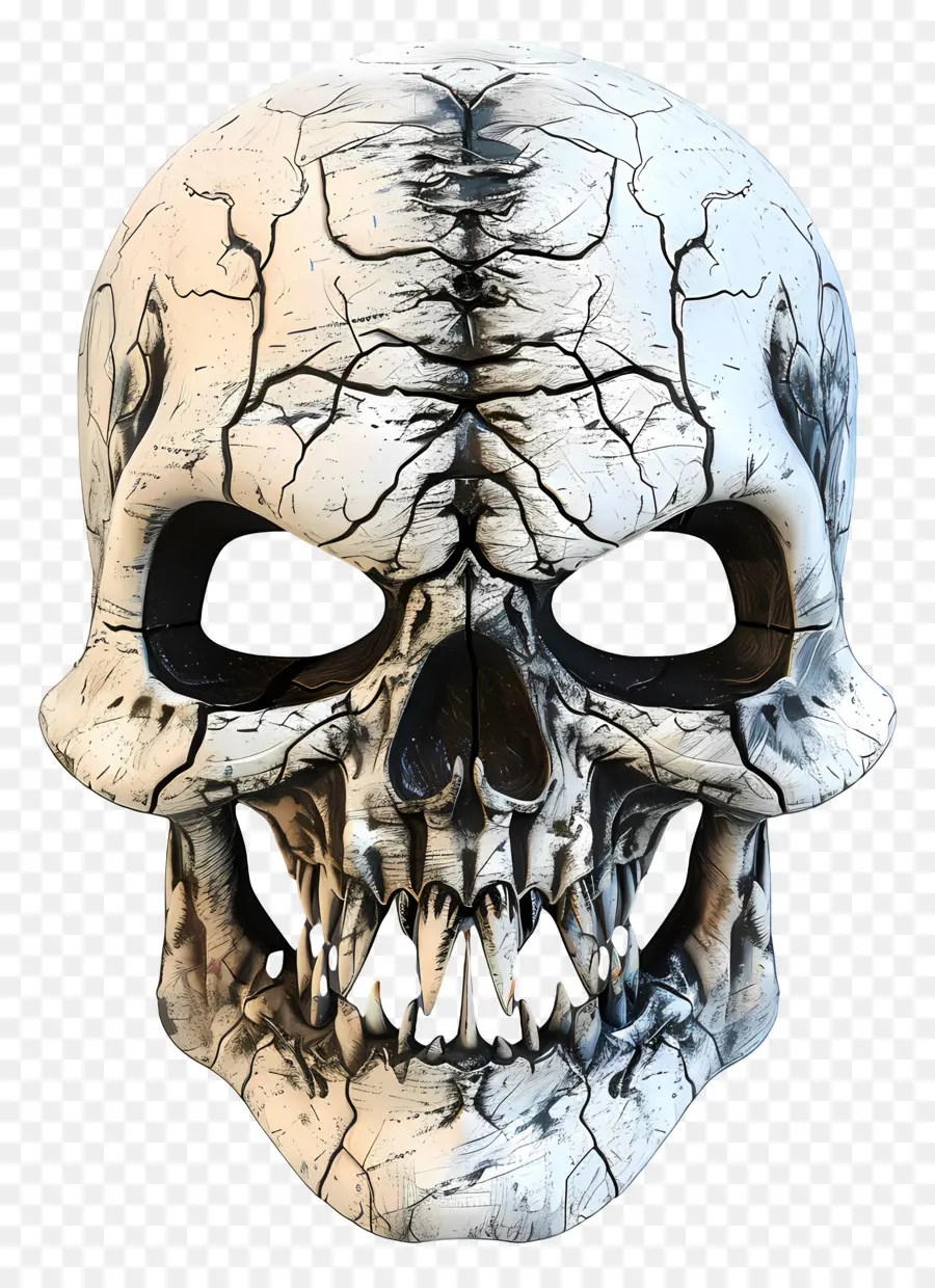 Máscara De Halloween，Máscara De Caveira Rachada PNG