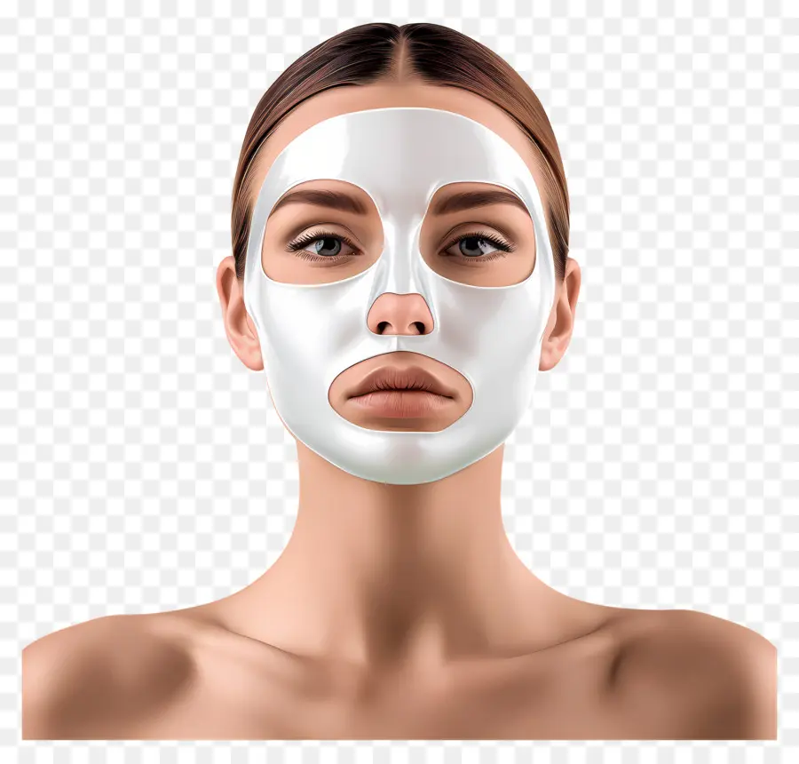 Linda Mulher，Mulher Com Máscara Facial Branca PNG