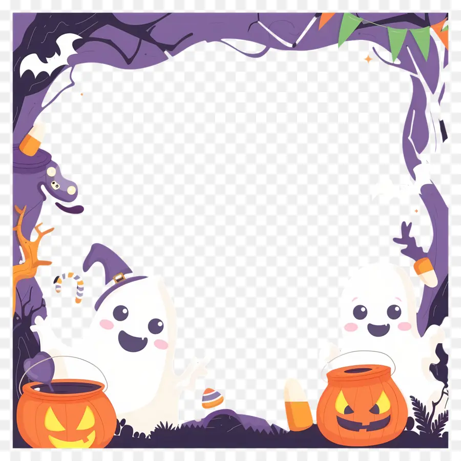 Moldura De Halloween，Moldura Fantasma De Halloween PNG