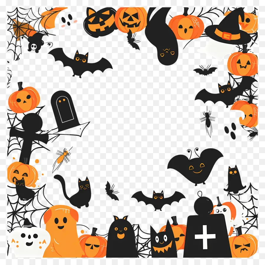 Moldura De Halloween，Abóboras PNG