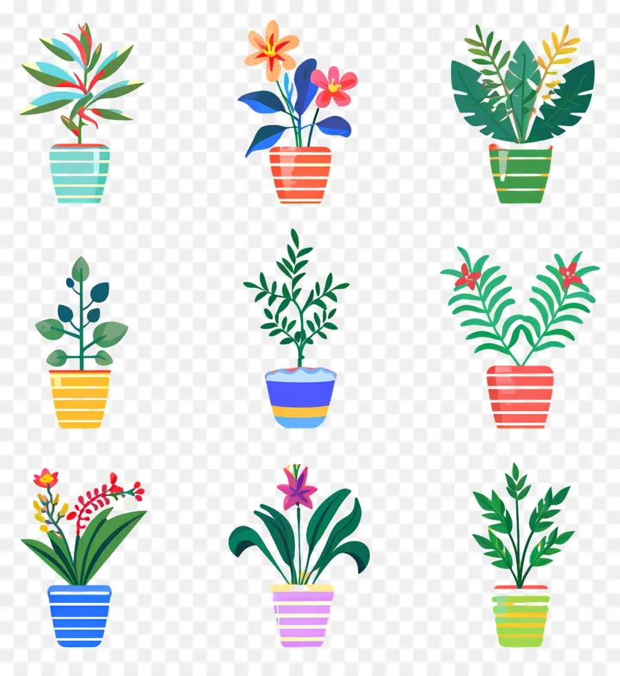 Flores Em Vasos，Vasos De Plantas Coloridas PNG