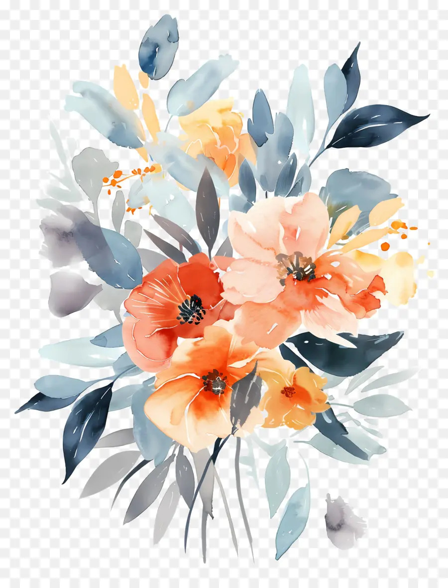 Flores Em Aquarela，Flores Bege PNG