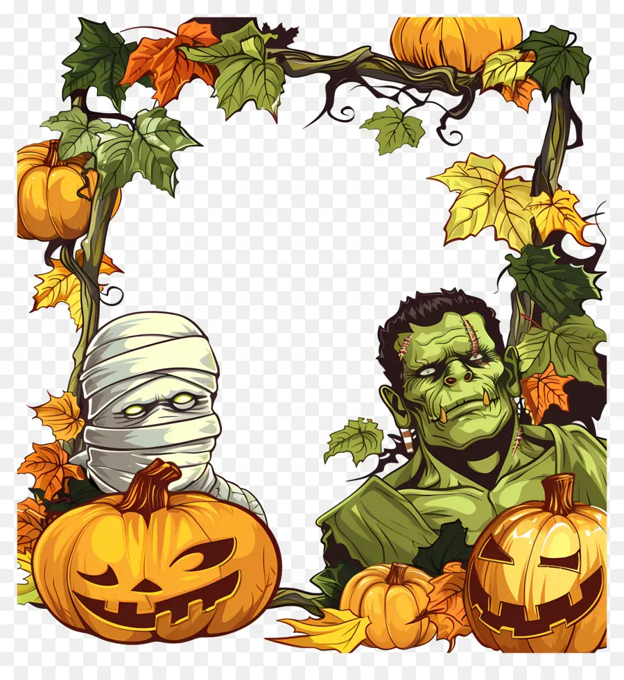 Moldura De Halloween，Abóboras PNG