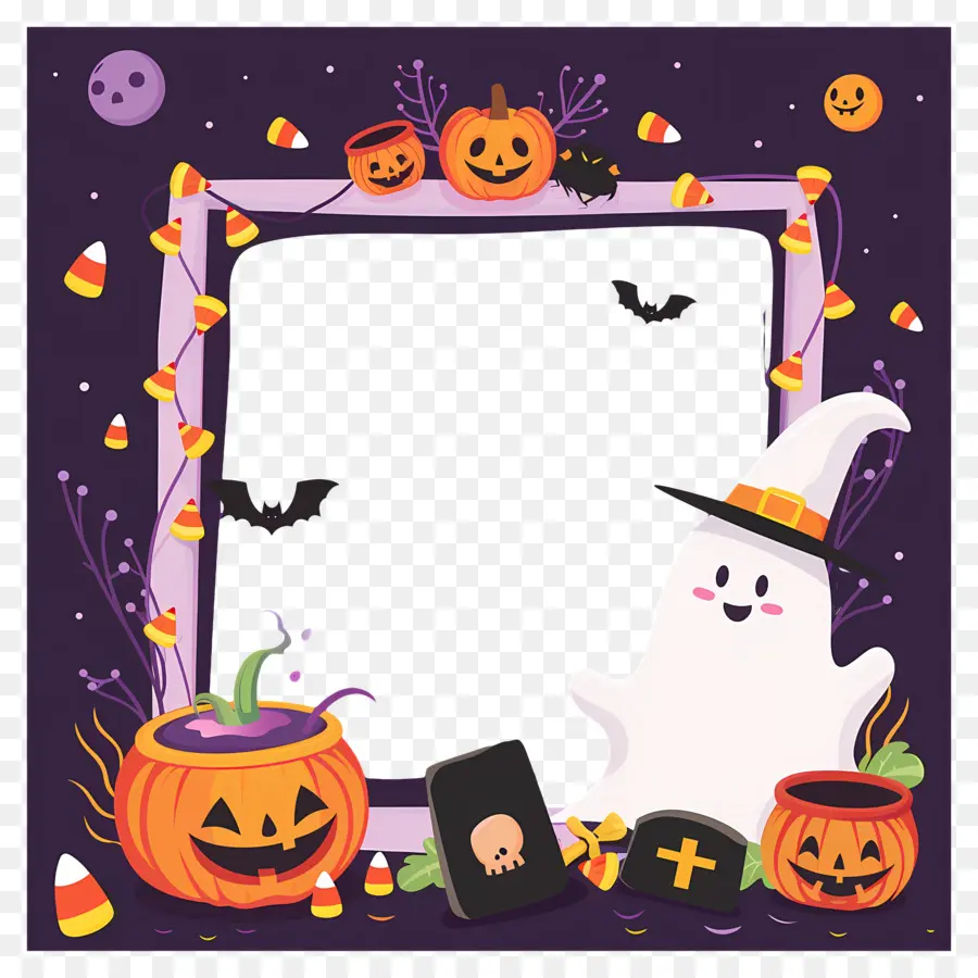 Moldura De Halloween，Moldura Fantasma De Halloween PNG