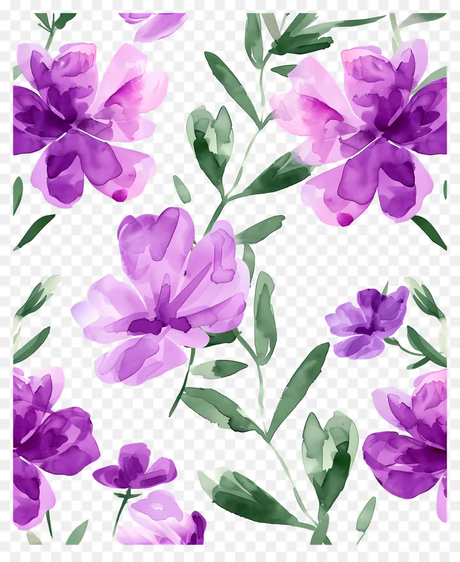 Flores Em Aquarela，Flores Roxas Em Aquarela PNG