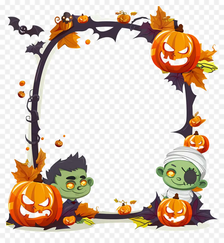 Moldura De Halloween，Abóboras PNG