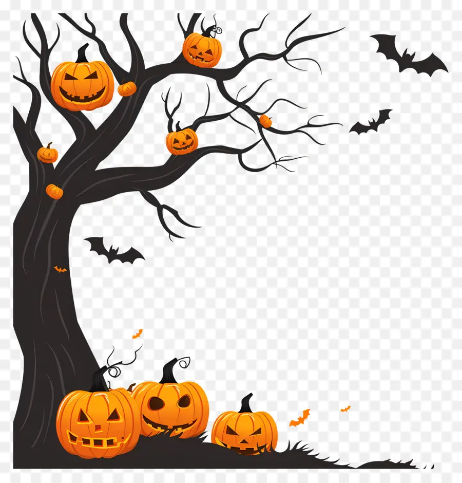 Árvore De Halloween，Abóboras De Halloween PNG