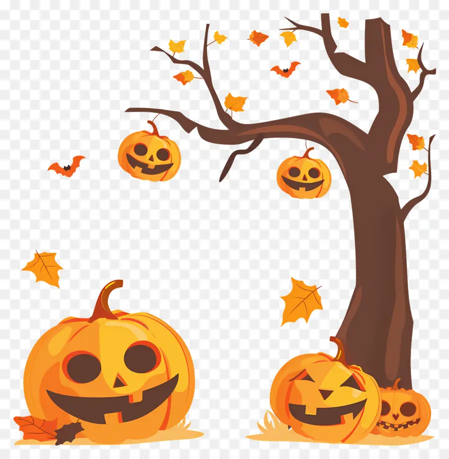 Árvore De Halloween，Abóboras De Halloween PNG