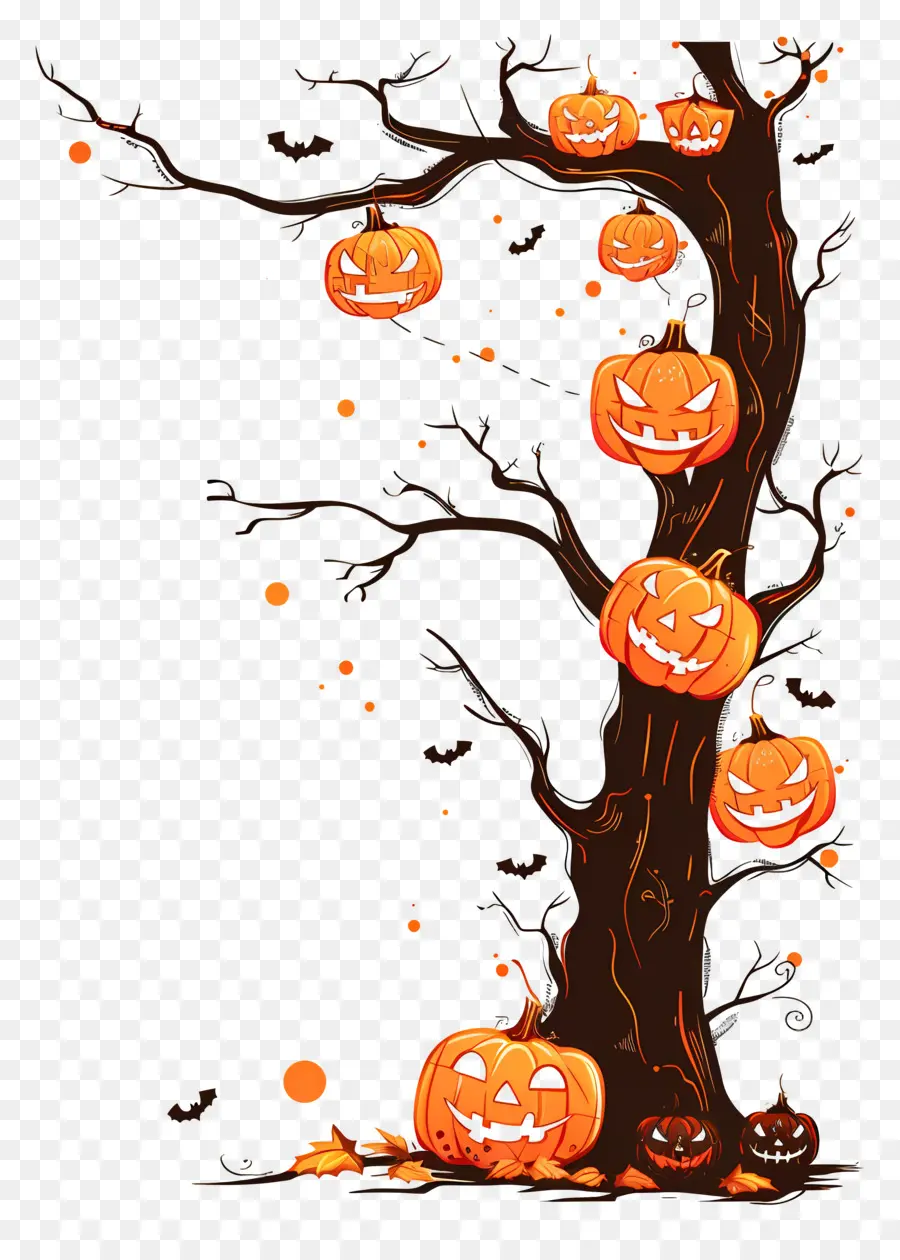 Árvore De Halloween，Abóboras De Halloween PNG