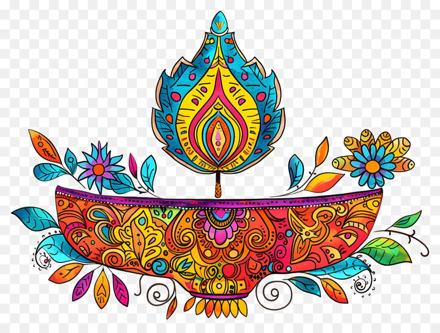 Flor De Diwali，Lâmpada Colorida PNG