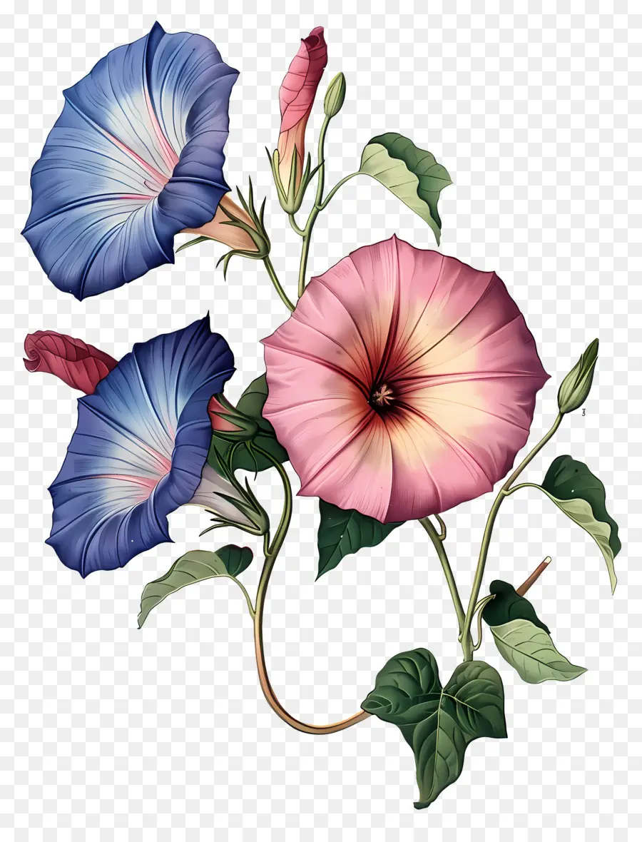 Flores Vintage，Glória Da Manhã Colorida PNG