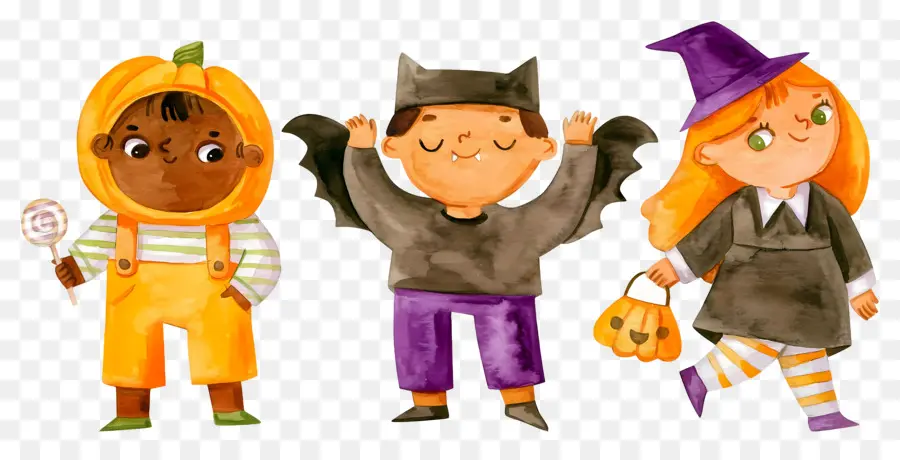 Dia Das Bruxas Crianças，Crianças Em Fantasias De Halloween PNG