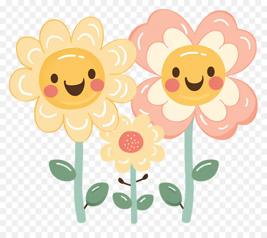 Emoji De Flor，Flores Coloridas De Desenho Animado PNG