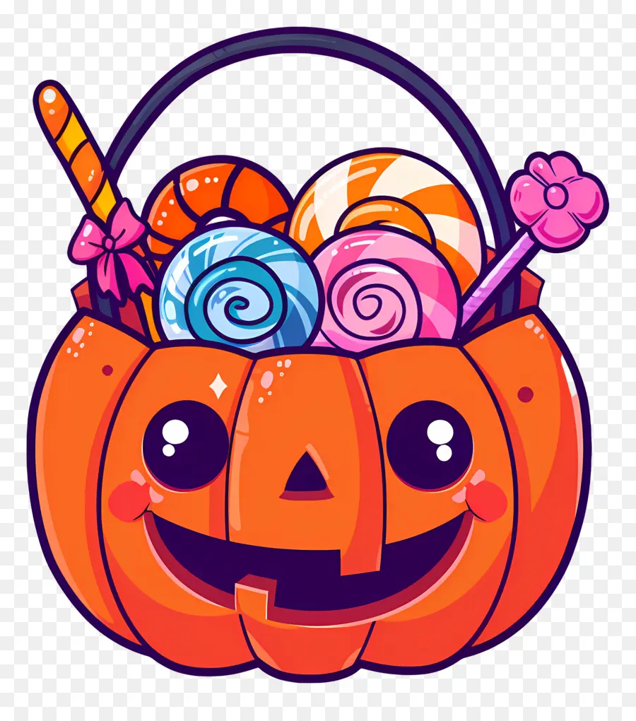 Balde De Doces De Halloween，Abóbora Com Doces PNG