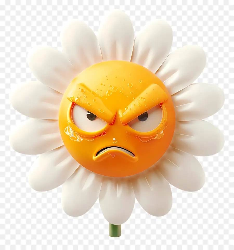 Emoji De Flor，Flor Mal Humorada PNG