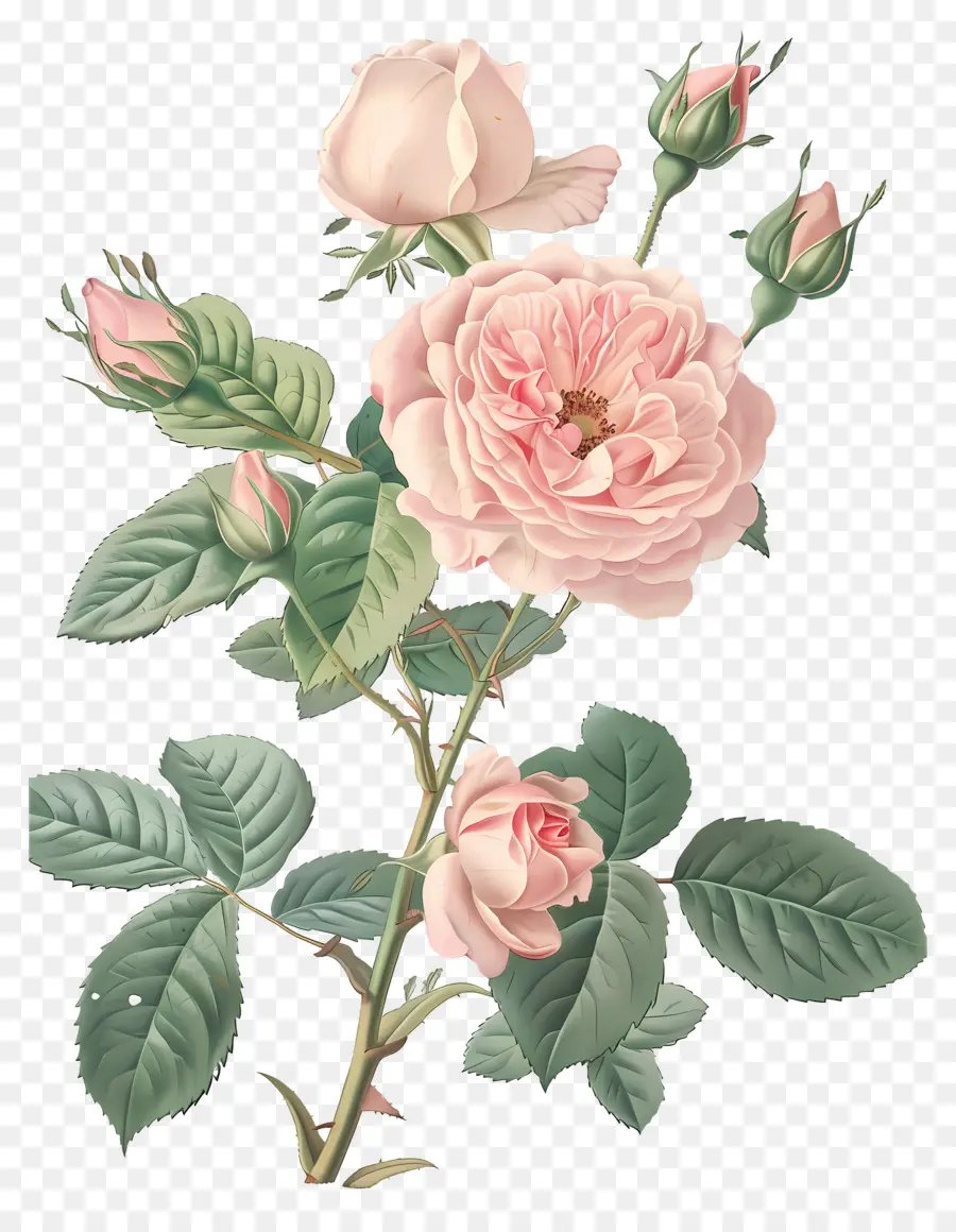 Flores Vintage，Rosas Cor De Rosa PNG