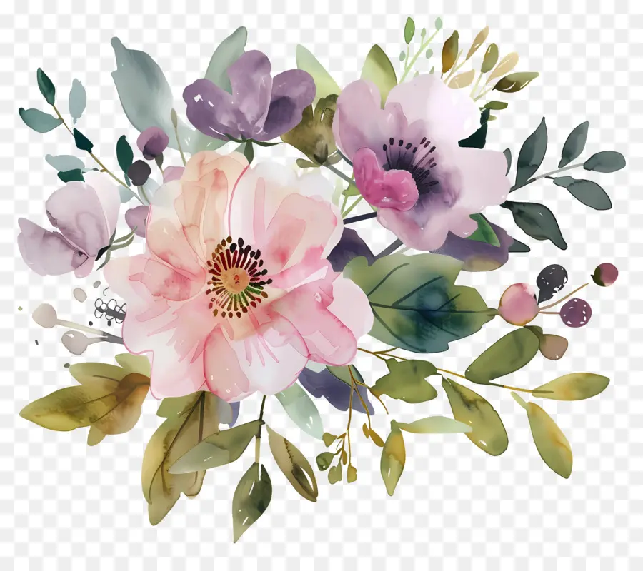 Flores Em Aquarela，Flores PNG