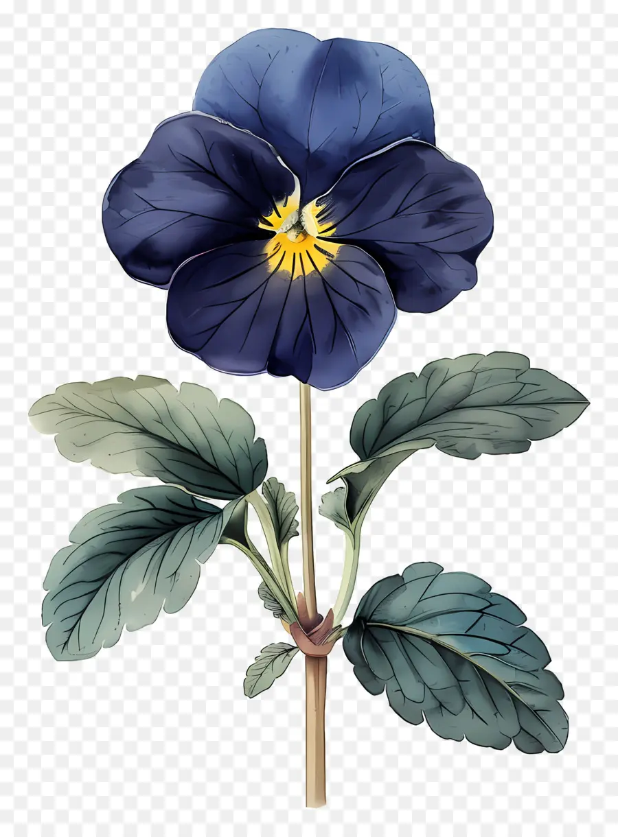 Flores Vintage，Flor Azul Escuro PNG