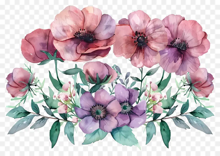 Flores Em Aquarela，Flor Azul PNG