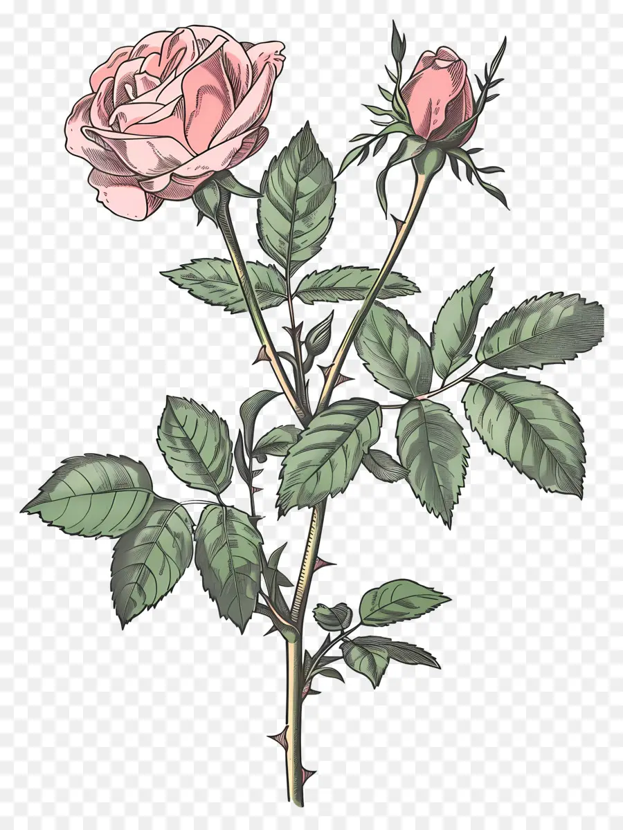 Flores Vintage，Rosa Rosa PNG