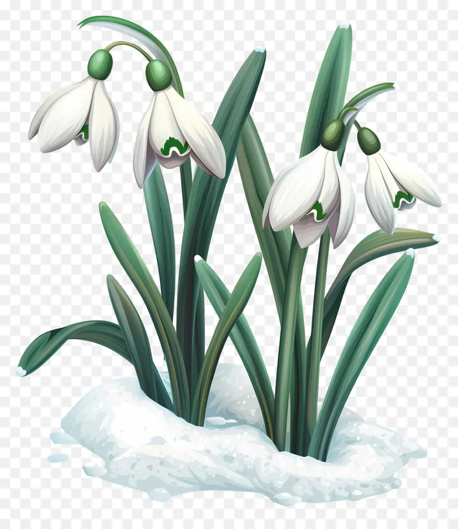 Flocos De Neve，Flores De Floco De Neve Na Neve PNG