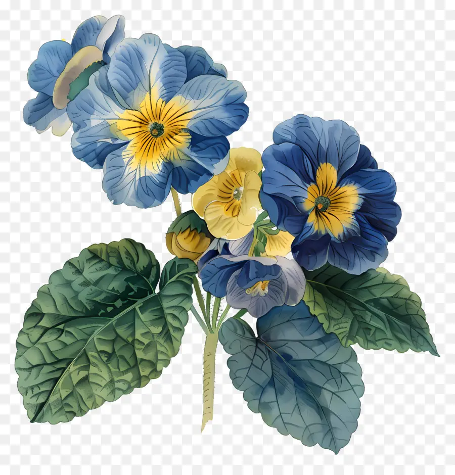 Flores Vintage，Flor Azul PNG