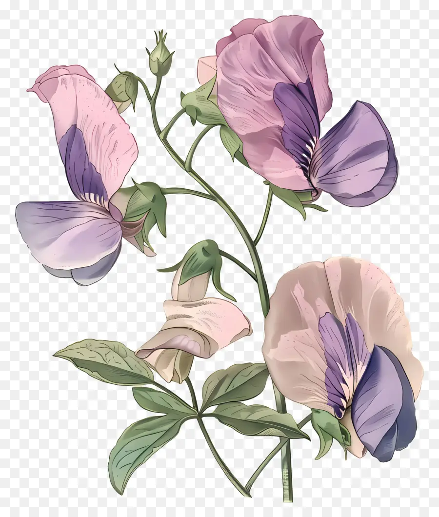 Flores Vintage，Flores Rosa E Brancas PNG