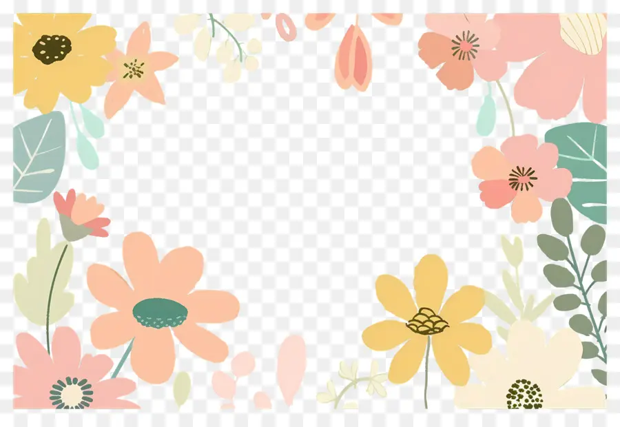 Flor Pastel，Moldura Floral Delicada PNG