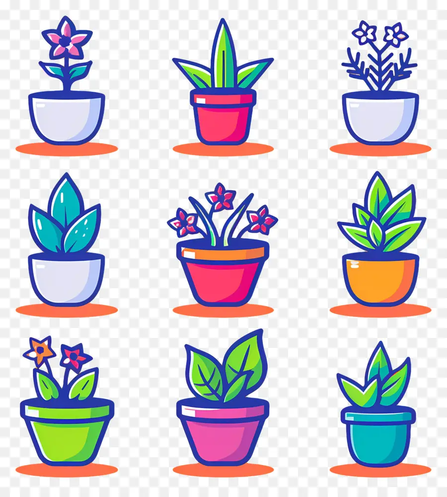 Flores Em Vasos，Vasos De Plantas Coloridas PNG