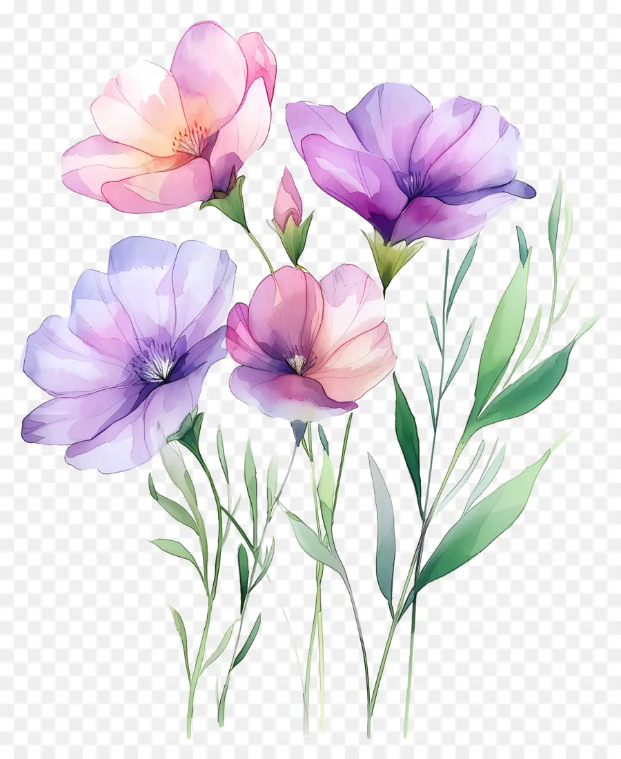 Flores Em Aquarela，Flores Coloridas PNG