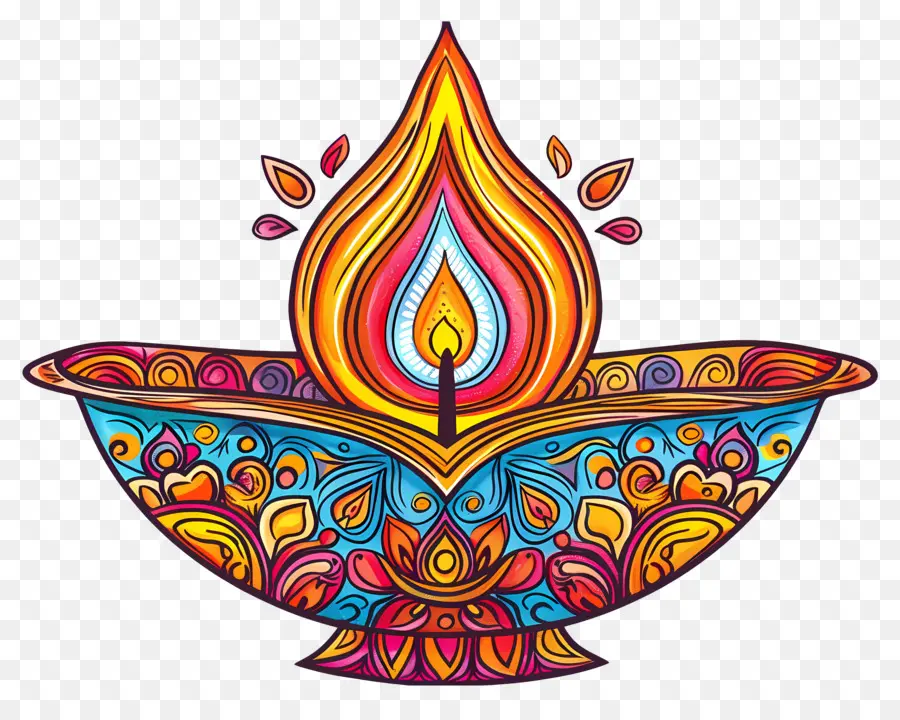 Diwali Diya，Lâmpada Colorida PNG